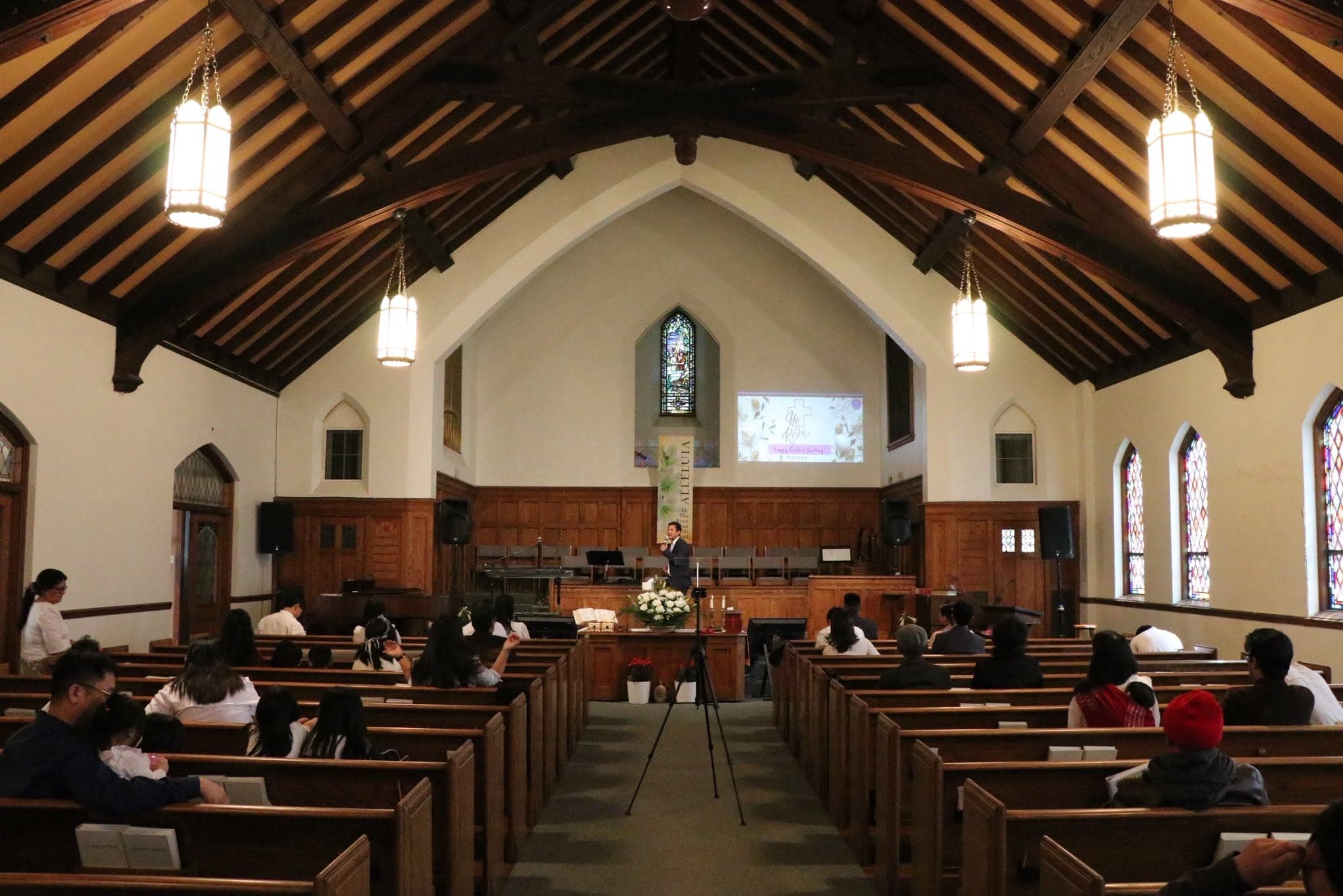 Zomi Christian Church gathered for worship in the sanctuary